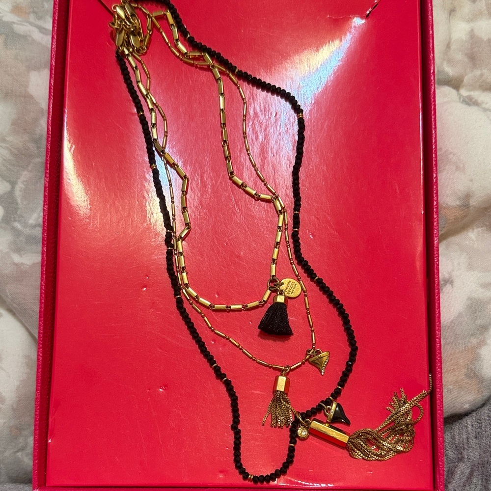 Henri Bendel Gold and Black Multi-Layer Necklace